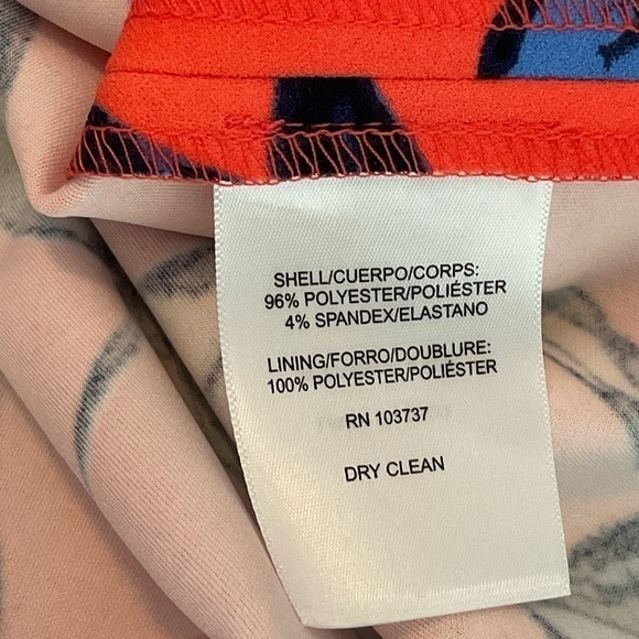 DM Collection Bruna Scuba Crepe Knit Coral Blue Floral Dress Sz 16 - Picture 6 of 6